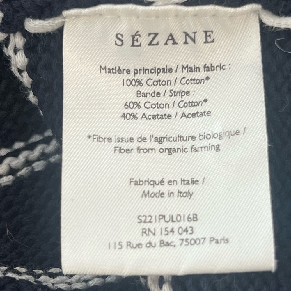 Sezane LÉONTINE JUMPER Navy and White Striped Sweater Size Small - Picture 7 of 9